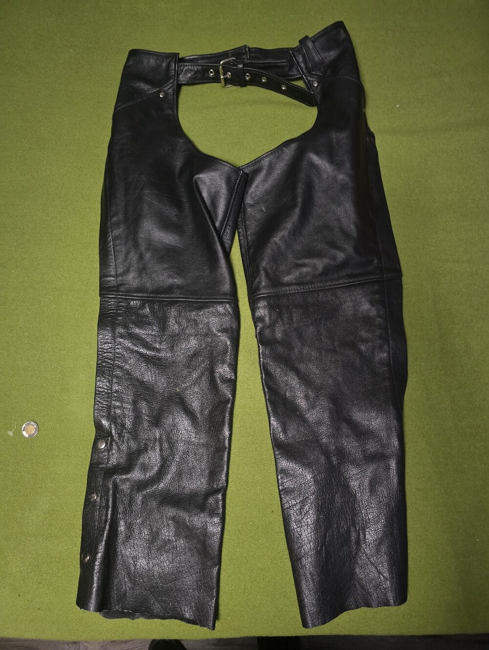Men's Black Leather Chaps - Classic Biker Style
